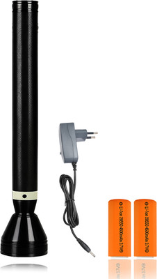 CICASTO Rechargeable LED Torch with Aluminum Alloy Body 6 hrs Torch Emergency Light(Black)