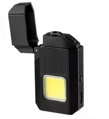 RHONNIUM Rechargeable Windproof Lighter Flashlight M9-13 Cigarette Lighter, Led Light(Black)