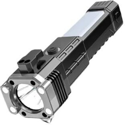 DEGNO Led torch with mobile power bank belt cutter long range battery rechargeable Torch(Black, 7 cm, Rechargeable)