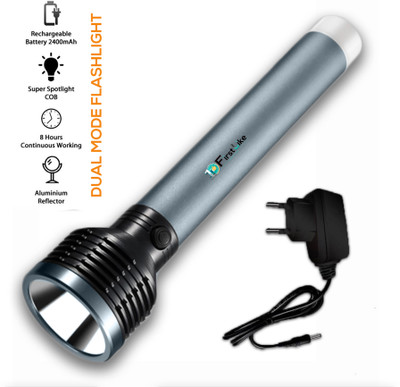 FIRSTLIKE 2 in 1 Lithium Battery Long Range Led torch Light Rechargeable (2400mAh) Torch(Multicolor, 24 cm, Rechargeable)