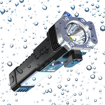 RECTITUDE 8in1 Light with Hammer Window Glass and Seat Belt Cutter Emergency Light Torch(Black, 10 cm, Rechargeable)