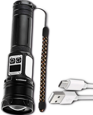 ApexBeam Torch with Long Throw LED for Night Security Work Torch(Black, 17 cm, Rechargeable)