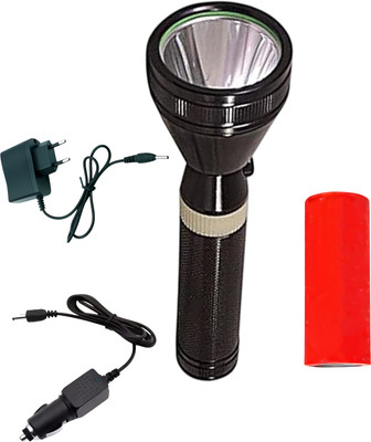 Kindw Long Range Torch Light Led Flashlight Torch(Black, 18 cm, Rechargeable)
