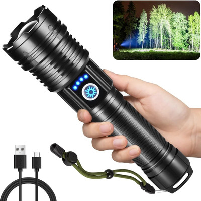 Aubade M983 Rechargeable (ZOOMABLE LED Metal Torch) 5 Modes Flashlight, Emergency Torch(Black, 17.5 cm, Rechargeable)