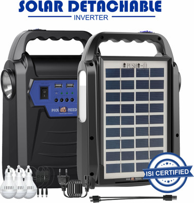 Pick Ur Needs Solar Chargeable Inverter Set Torch + Side Emergency Light + 3 Bulb 2 USB Port Torch(Blue, 26 cm, Rechargeable)
