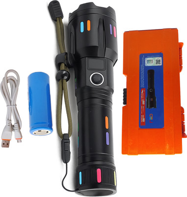CICASTO Long Range Rechargeable 5 Mode LED Torch Torch(Black, 20 cm, Rechargeable)