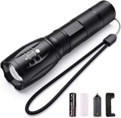 jazam A1 High Brightness Portable Rechargeable Torch Flashlight,Super Bright Led Smart Torch(Black, 15 cm, Rechargeable)