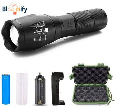 BloomiFy BMT-M6 Mini High-Quality Torch 5 Lighting Modes, Zoomable, Rechargeable Battery Torch(Black, 13.5 cm, Rechargeable)