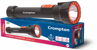 Crompton Pack of 01 Power Ray Ranger Pro Torch(Black, Orange, 22 cm, Rechargeable)