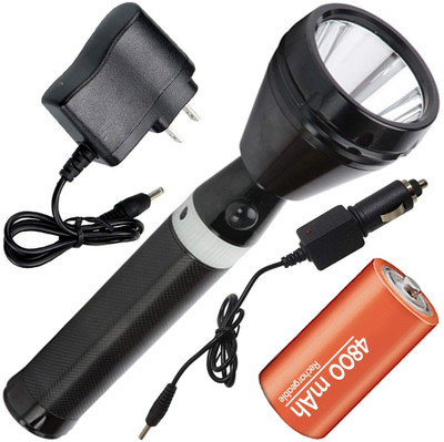 yft R12 800 Meter Long Range Flashlight Laser Outdoor Lamp 20W LED Waterproof 3 Mode Torch(Black, 20 cm, Rechargeable)