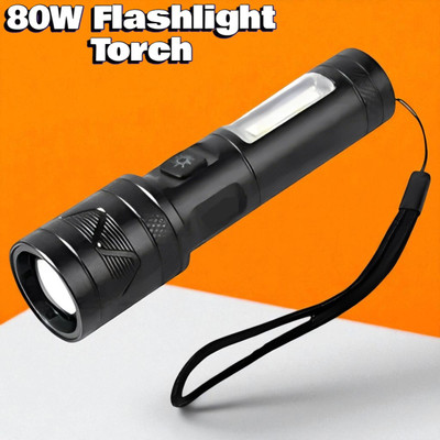 Stybits A143 (ZOOMABLE METAL LED TORCH) 3 Modes Flashlight, Super Bright Torch(Black, 11 cm, Rechargeable)