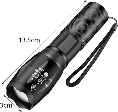 Regals Choice New Rechargeable Zoom Torch High Beam LED Flashlight for Hiking Torch(Black, 13 cm, Rechargeable)