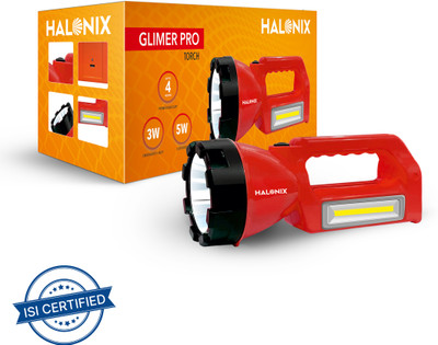 HALONIX 5W Glimer Pro Torch(Red, 20 cm, Rechargeable)