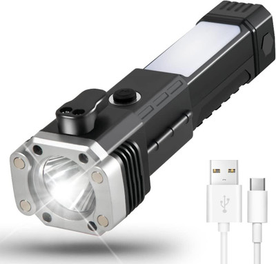 Luxurium decor 3W Rechargeable Portable Torch LED Flashlight Long Distance Beam Range Torch(Black, 17 cm, Rechargeable)