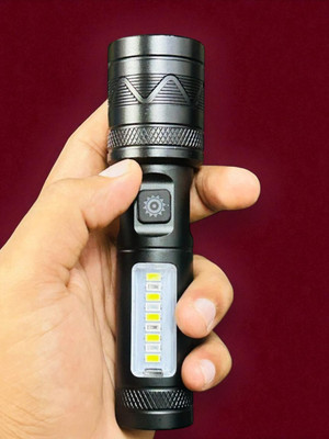 Ziddjeet X555 (ZOOMABLE METAL LED TORCH) 3 Modes Flashlight, Super Bright Torch(Black, 4 cm, Rechargeable)