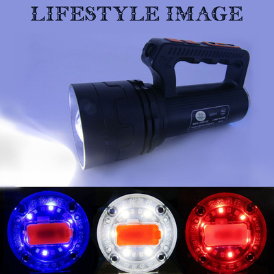 Waken Rechargeable Bright LED Laser light 3km Range 500W High/Low/Blinker & Tail Light Torch(Black, 25.5 cm, Rechargeable)