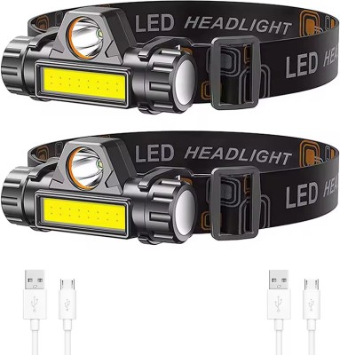 TechPride Combo of 2 LED headlamp Flashlight Headlight for Running Camping Hiking Reading 4 hrs Torch Emergency Light(Multicolor)