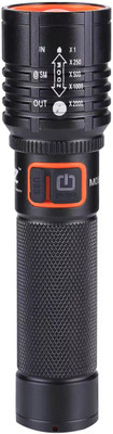 MZ 035-RECHARGEABLE LED METAL TORCH-Zoomable 5 Mode Flashlight, Super Bright Torch(Black, 13.5 cm, Rechargeable)