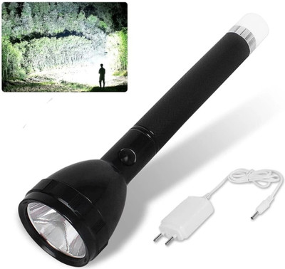 Jackcleen Torch New 2in1 2 Mode 50W Torch Flashlight with Dual LED Torch Torch(Black, 27 cm, Rechargeable)