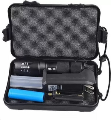 DMCEF 5 Modes t-650 Portable Bright Waterproof Zoom able Long Range Focus Flashlight Torch(Black, 15 cm, Rechargeable)