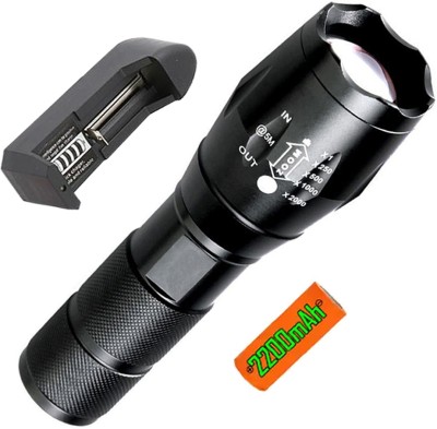 SmaaLL SUn New Rechargeable Zoomable LED 5 Modes Flashlight Torch Waterproof Torch(Black, 15 cm, Rechargeable)