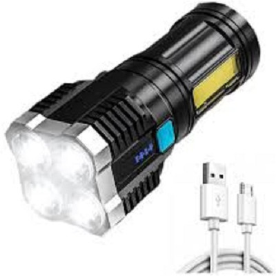 jazam A3 Portable Rechargeable Torch Cum Lamp Led Flashlight,Super Bright Led Smart Torch(Black, 12 cm, Rechargeable)