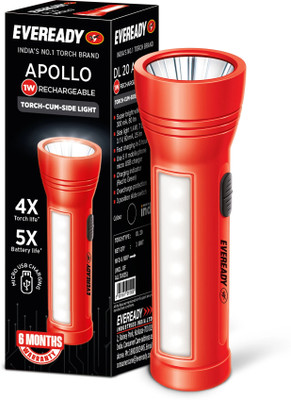 EVEREADY Apollo DL 20 1W LED Torch with Side Light Torch(Multicolor, 13.6 cm, Rechargeable)