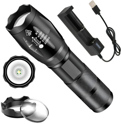 Regals Choice High Lumens Rechargeable Flashlight – Aluminum Alloy Tactical Torch 4 hrs Torch Emergency Light(Black)