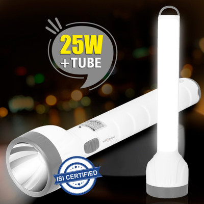 Pick Ur Needs Rocklight Rechargeable High Quality 25 Watt Torch with Long Emergency Tube with Duel Battery Torch(Multicolor, 31 cm, Rechargeable)