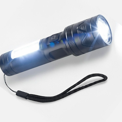 ApexBeam Long Distance LED Torch with Rechargeable Battery Power Torch(Black, 13.5 cm, Rechargeable)