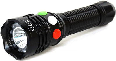 GOR Tri Colour Red Green White Signal Torch TRI18-RGW Rechargeable Battery Powered Torch(Black, 16 cm, Rechargeable)