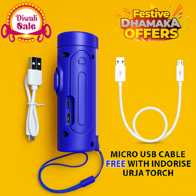 Indorise Urja Pocket Flash Light with Micro Usb Cable Torch(Blue, Yellow, Black, Red, Green, 10 cm, Rechargeable)