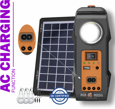 Sunaze Solar Chargeable Inverter Light Set With Study Lamp + 3 Bulb 1 USB Charging Port Torch(Black, 21 cm, Rechargeable)