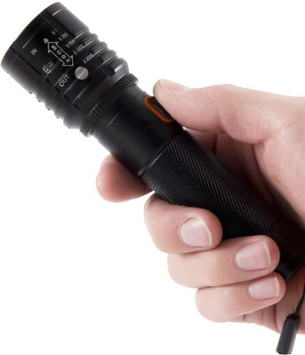 MZ 035 Zoomable LED Metal Troch 4 Modes Flashlight, Super Bright Cree T6 LED Light Torch(Black, 13.5 cm, Rechargeable)