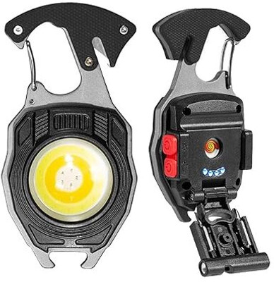 Huayue ™ W5147 LED Rechargeable 4 in 1 Keychain Flashlights Lighter, Modes 6 Lighting Torch(Black, 15 cm, Rechargeable)
