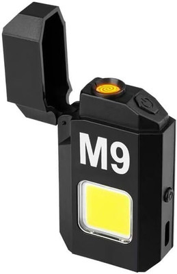 RHONNIUM 360 Rechargeable Electric Arc Lighter Flashlight M9-18 Cigarette Lighter, Led Light(Black)