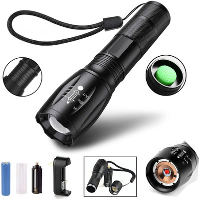 Regals Choice Tactical Rechargeable Torch – Long Beam LED Flashlight 4 hrs Torch Emergency Light(Black)