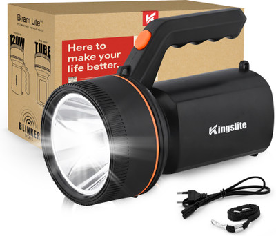 KINGSLITE Long Range Search Light 120W | 4 Mode | 2000mAh Battery Torch(Black, 21 cm, Rechargeable)