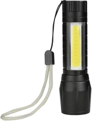 Sigmatech Rechargeable Mini LED Flashlight, Waterproof, Zoomable, 3 Mode USB TROCH Led Light(Black)