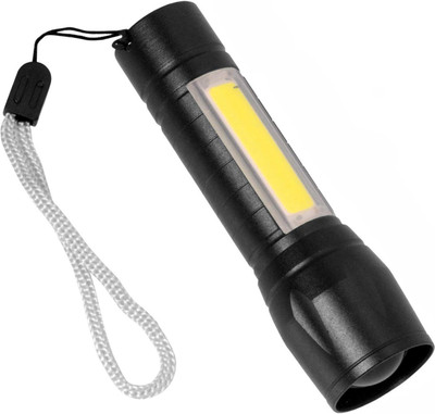 RECTITUDE Highly Powerful Rechargeable Flashlight, Smallest and Lightest Flashlight LED Torch(Black, 9 cm, Rechargeable)