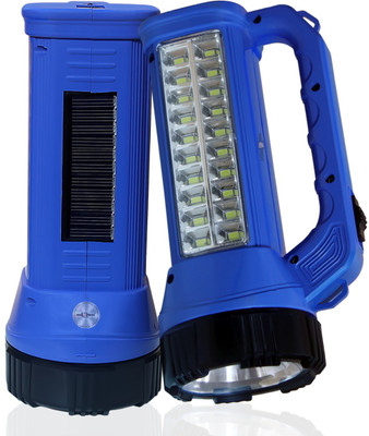 VR Bright Lite Rechargeable Solar Emergency Long Range Waterproof LED Torch Light For Home 6 hrs Torch Emergency Light(Blue)