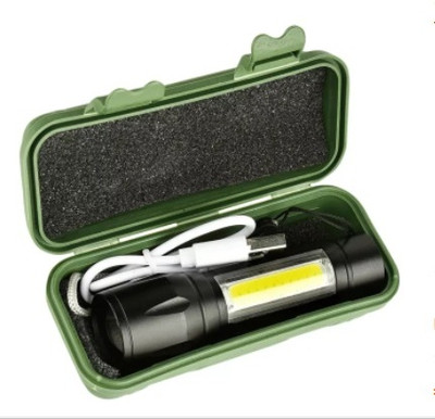 RECTITUDE Portable LED COB Flashlight USB Rechargeable Torch(Black, 10 cm, Rechargeable)