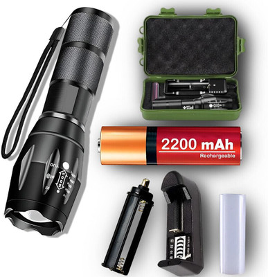 ApexBeam Ultra-Bright 5-Mode Torch for Emergency and Power Cuts Torch(Black, 12.24 cm, Rechargeable)