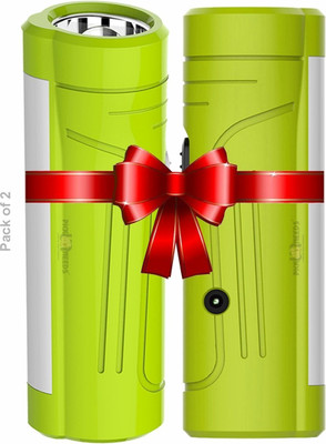 Pick Ur Needs Emergency Mini Pocket LED Light With 1200 mAh Lithium Battery Pack of 2 Torch(Green, 10 cm, Rechargeable)
