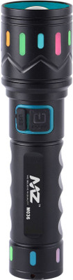 MZ M036 (ZOOMABLE METAL LED TORCH)3 Modes Flashlight, Super Bright 80W LED Light Torch(Black, 14 cm, Rechargeable)