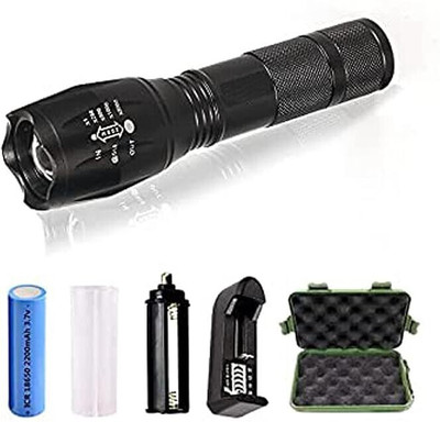 dhriyag Zoom able 5 Mode led-XML-T 650 Torch (Black : Rechargeable) Torch(Black, 2.3 cm, Rechargeable)