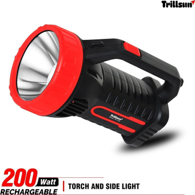 Trillsun Rechargeable Led emergency Light with Long Range torch Upto 1Km 5 hrs Torch Emergency Light(Black, Red)