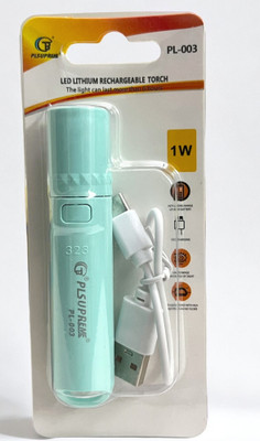 PLSUPREME Torch_53 Torch(Green, 8 cm, Rechargeable)