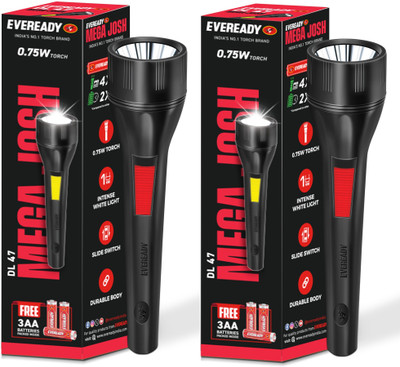 EVEREADY Mega Josh Dl 47 0.75W LED Torch(Black, 19.7 cm)