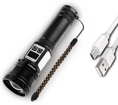 ApexBeam High Output Torch for Farm and Factory Use Torch(Black, 17.5 cm, Rechargeable)